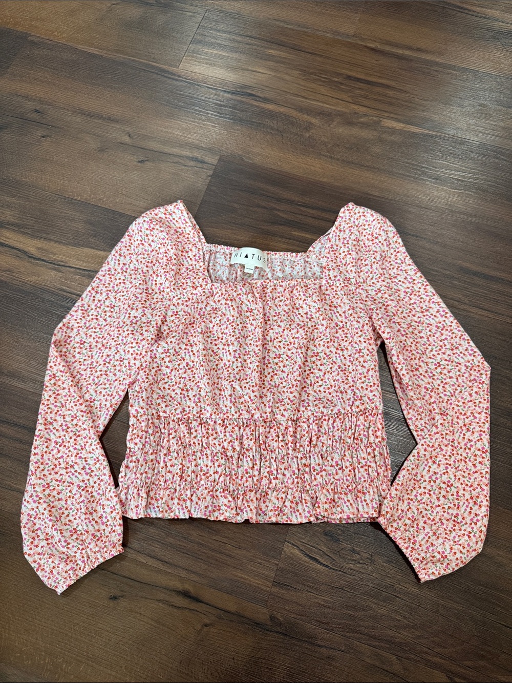 Hiatus Floral Ruffle Cropped Blouse